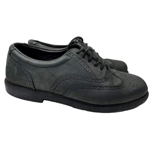 Claybrooke Men's Montana Black Leather Brogue Wingtip Oxfords Size 8.5 - Picture 1 of 7